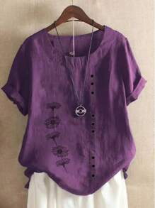 女士假日休闲花卉印花衬衫