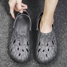 1 par de zuecos ligeros y cómodos para hombres, con diseño calado antideslizante, sandalias de malla de verano para hombres para uso casual al aire libre con suela gruesa y antideslizante para playa - Gris - Ver 3