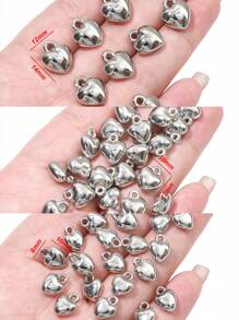 100 件 CCB 银色心形吊坠手工 DIY 珠宝手链项链材料半成品配件(三种尺寸:8x10mm、10x12mm、12x14mm) - 吊墜 - 查看 3