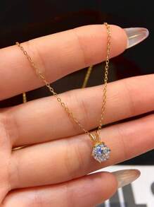 1 pieza Collar de compromiso de mujer de 1 quilate, 6 garras, diseño redondo, color D, diamante de Moissanita, elegante y exquisito, regalo de boda, cumpleaños y aniversario