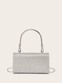 女士水钻首饰 闪亮奢华水钻首饰套装 闪亮项链耳环手链套装 时尚银色水钻手提包 宴会包 手提包 婚礼派对 新娘钱包手提包 宴会手提包 - 銀色 - 查看 6