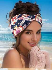 Tropical Printed Fashion Knotted Headband, Suitable For Women & Girls, Colorful Headbands, Sports Headbands, Yoga Hair Accessories, Comfortable Non-Slip Elegant Printed Sports Headband, Boho Style