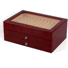 SENDERPICK Caja De Madera Para Lápices With Ventana De Visualización, Color Red, Caja Portalápices De Madera + Pluma Estilográfica De Franela, Organizer For 34 Lápices, 31 X 21 X 13 Cm