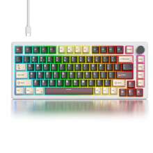 75% Mechanical Keyboard Gasket With Knob, Creamy Sounding Wired Gaming Keyboard TKL 75 Percent Hot Swappable RGB Backlit Programmable For Win - Black - View 1