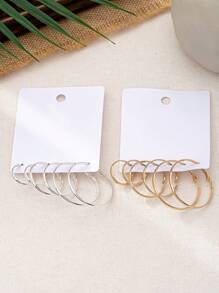 3 对时尚简约纯色女士环形耳环