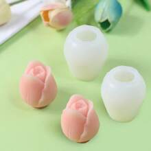 2 piezas de molde de silicona con forma de flor de tulipán, de uso múltiple - Blanco - Ver 8