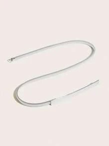 1pc Elegant Spring Coil Chain Fashion Metal Elastic Waist Chain, Long Buckle Cinch Waist Belt, Versatile Dress Chain - Silver - View 4