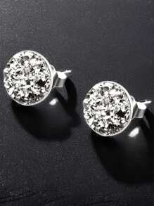 1 Pair Copper Cluster Shape Stud Earrings, Punk Style Shiny Earring Accessories For Men, Suitable For Daily, Vacation, Party Occasions, Birthday & Festival Gifts