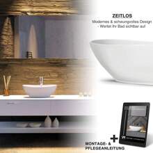 Premium Oval Washbasin With Lotus Effect, Counter-Top Wash Basin For The Bathroom And Guest Toilet, Wash Basin Without Tap Hole And Without Overflow, Pure White Counter-Top Basin - 白色 - 查看 6