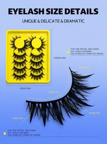 GROINNEYA 6 Pairs Wet Manga Lashes Anime False Eyelashes Natural Look Fake Lashes Dramatic Eyelashes Wet Wispy Eyelashes Extensions Makeup Tool(SJ01) - Black - View 6