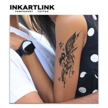 INKARTLINK 8*14cm 1张花灵草本汁纹身 纹身 15天纹身 半永久纹身 逼真假纹身 持续1-2周 - 黑色 - 查看 3