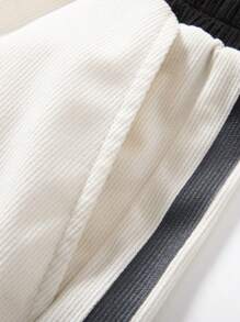 1pc Men's Boyfriend Style Loose Fit Striped & Letter Print Drawstring Waist Casual Bermuda Shorts, Suitable For Sports, Running, Summer