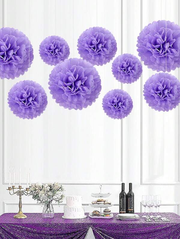 9 Stücke lila Lavendel Papier Blumen Kugel Dekorationen - für Hochzeit, Party, Feierlichkeiten, Outdoor-Dekoration für Hochzeit, Party, Geburtstag