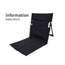 1 pieza Cojín de asiento con respaldo integrado para exteriores, silla plegable para camping y jardín, silla individual portátil para el ocio, para viajes y la playa