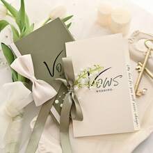 2pcs Wedding Vow Cards + 2pcs Key Style Pen With Case, Simple Wedding Vows Cards, Love Theme Paper Announcements For Bride And Groom Wedding Vows Oaths Statement Hand Cards Parents Speech Book Summer Birthday Gifts Beach Back To School School Supplies Room Decor - Multicolor - View 8