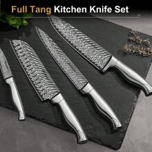 14 Piece Kitchen Knife Set With Block And Built-In Sharpener,  Full Tang Knives Sets German Stainless Steel, Dishwasher Safe Silver