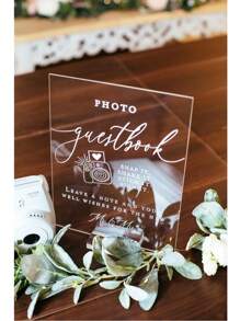 1pc Photo Guestbook Snap It Shake It Stick It Sign It Acrylic Wedding Sign, Leave A Note & Well Wishes Photo Booth Station Guest Book Lucite