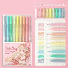 1 Box 9PCS Quick-Drying Gel Ink Pens, Medium Tip (0.5mm), 9 Colors, Plastic Material, Ideal For Drawing And Journaling