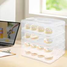 Cupcake Carrier, Cupcake Holder, 4-Tier Cupcake Carrier - White - View 3