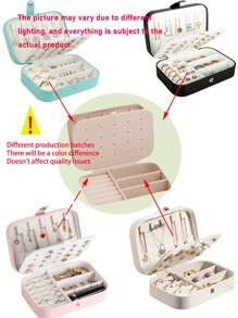 1pc Jewelry Box With 2 Layers, Large Capacity Jewelry Storage Box, Jewelry Display Tray For Necklace, Earrings, Rings, White Simple Compartment Jewelry Showcase, Dust-Proof And Anti-Oxidation, Minimalist Portable Jewelry Case, Travel Jewelry Organizer, Small Earring Ring Jewelry Box, Suitable For Earrings, Necklaces, Rings, Compact, Spacious, With Clasp, Lipstick, Watch, Women Gift, Girlfriend Gift, Christmas Gift, Halloween Gift, New Year Gift