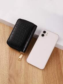 1pc Minimalist & Fashion PU Short Wallet With Multiple Card Slots Large Capacity Zipper Coin Purse For Women Wallet Mini Wallet Purse Wallet Small Wallet Wallet Men Wallet Leather Cute Wallet - Black - View 8