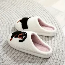 Women's Casual Thermal Lined Slippers With Strawberry Embroidery, Fashion House Slippers For Autumn/Winter