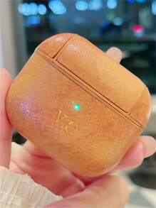 [Personalizado] Estuche personalizado de lujo para auriculares con letra de nombre personalizada en oro, de piel sintética y TPU, compatible con 1 2 3 Pro 2, con llavero - Multicolor - Ver 12