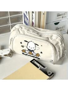 1 件 Sanrio Pochacco 狗狗设计帆布双层翻盖铅笔盒，风格清新，容量大，适合文具和学校用品，外观可爱，高端 - 彩色 - 查看 6