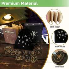 14pcs/Set Witch Runes Set With Guidebook And Storage Bag, Runes Set For Beginners, Divination Healing Alchemy Woodcut Meditation Altar Game Runes, Home Decoration, Gaming Supplies,Christmas