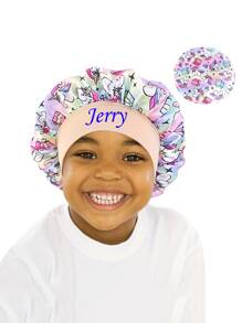 Bonnet de sommeil personnalisé pour bébé, bonnet de sommeil satiné avec imprimé de dessin animé mignon pour enfants, bonnet rond à large bord élastique protégeant les cheveux, doux et élastique, parfait pour les garçons, les filles, les anniversaires et l'usage quotidien, multifonctionnel, ornemental, lettrage, élégant, moderne, coloré, mignon, adorable, décontracté, doux, personnalisé, personnalisé, unique, personnalisé, cadeaux pour bébé, cadeaux idéaux pour lui, cadeaux idéaux pour elle, fils, fille