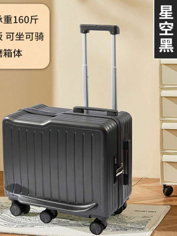 23 Inch Solid Color Six Wheel Luggage Rack With Simple And Atmospheric Ins Style, Large Capacity, Hooks, Footrests, And USB Ports Suitable For Traveling With Children