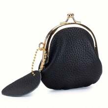 1 pieza Monedero de piel genuina con estilo vintage, organizador compacto de joyas y anillos con cierre de beso, bolsa de almacenamiento retro para llaves y dinero en efectivo, estuche de joyas ligero y portátil para uso diario de mujer, organizador de viaje y almacenamiento para dormitorio escolar