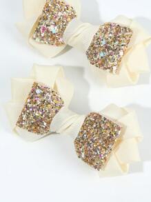 2 件装女童时尚蝴蝶结发夹，儿童闪光鳄鱼夹蝴蝶结发夹，幼儿可爱发饰派对礼物