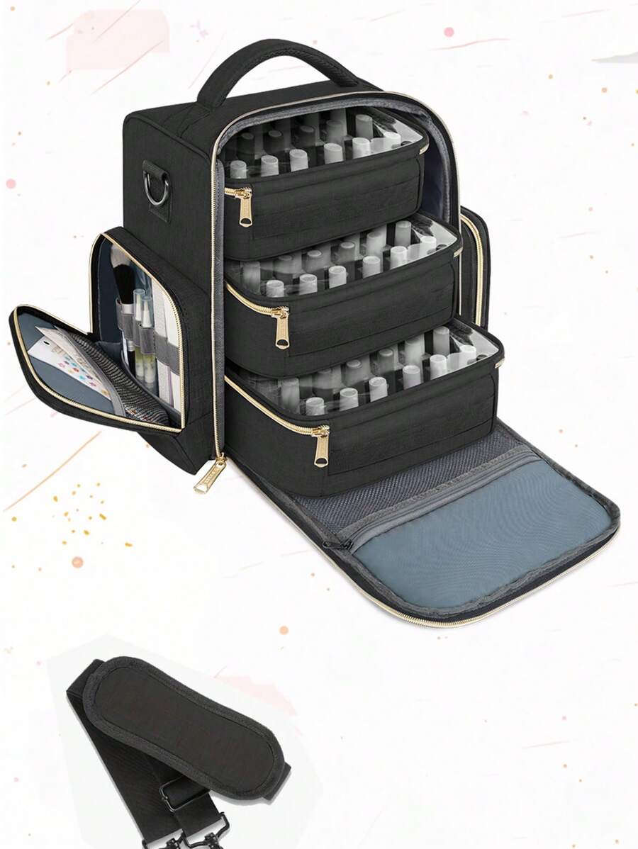 YOREPEK 指甲油收纳盒可容纳 72 瓶（15 毫升/0.5 液体盎司）和美甲灯，大容量美甲收纳袋，配有 3 个可拆卸小袋和 4 个拉链口袋，适用于美甲师和家庭沙龙的防水化妆品收纳盒，旅行美甲工具包美甲收纳盒，适合女性、妻子和女朋友的完美情人节礼物，波西米亚风