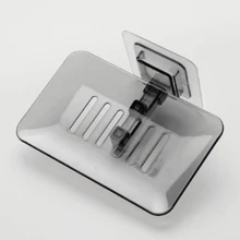 1 caixa de sabonete transparente para pendurar na parede com drenagem, suporte para sabonete transparente com dreno, prateleira para banheiro, caixa para armazenamento de sabonete, caixa para armazenamento de sabonete sem instalação de sabonete, bandeja de plástico para sabonete de volta às aulas