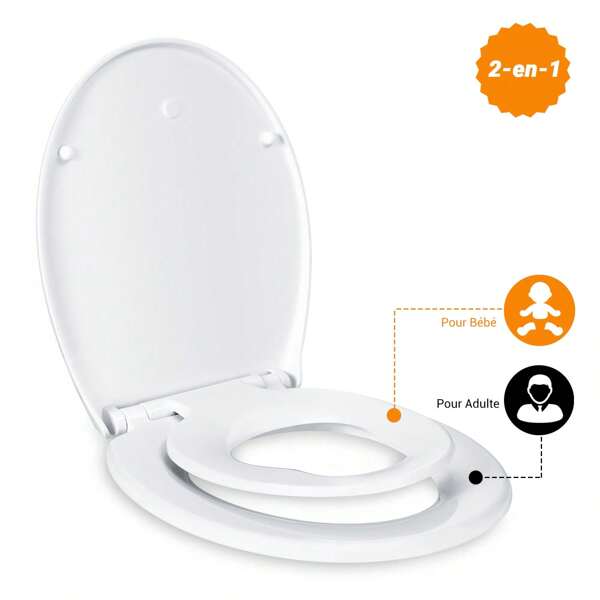TODOT TODOT Abattant WC Familial, Lunette de Toilette avec Siège Enfant Magnétique, Frein de Chute et Charnière Réglable, Abattant WC en Polyéthylène pour Adultes et Enfants