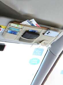 1 قطعة حامل متعدد الوظائف لمرآة الشمس في السيارة، حافظة وثائق جلدية، فتحات بطاقات، مشبك نظارات لديكور داخل السيارة