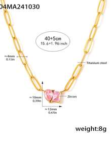 1 pieza Collar con colgante de clip de papel enchapado en oro de 18K con circonita cúbica, regalo perfecto para mujeres de moda
