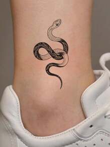 30pcs Creative Temporary Tattoo Stickers, Including Butterfly, Flower, Fox, Dolphin, Jellyfish, Wings, Feather And More Patterns, Suitable For Both Men And Women, Waterproof And Realistic, Can Be Applied To Arms, Face, Fingers, Neck And Any Desired Location. - Black - View 3