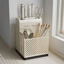Kitchen Knife Storage Rack Countertop Cutlery Holder Kitchen Utensil Organizer Rack Knife Holder Fork Spoon Storage Box With Kitchen Storage Supplies - White - View 8