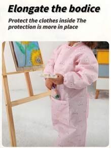 1 Cartoon Baby Eating Smock Long Sleeve Design Versatile Smock Does Not Pick A Dining Chair Adapts To Most Dining Chairs On The Market Double Fixation To Prevent Overturning Children's Art Painting Smock Apron Easy To Wash And Quick-Dry Breathable And Not Stuffy Sweat One Clothes To Wear More Than One Scene Material: Polyester