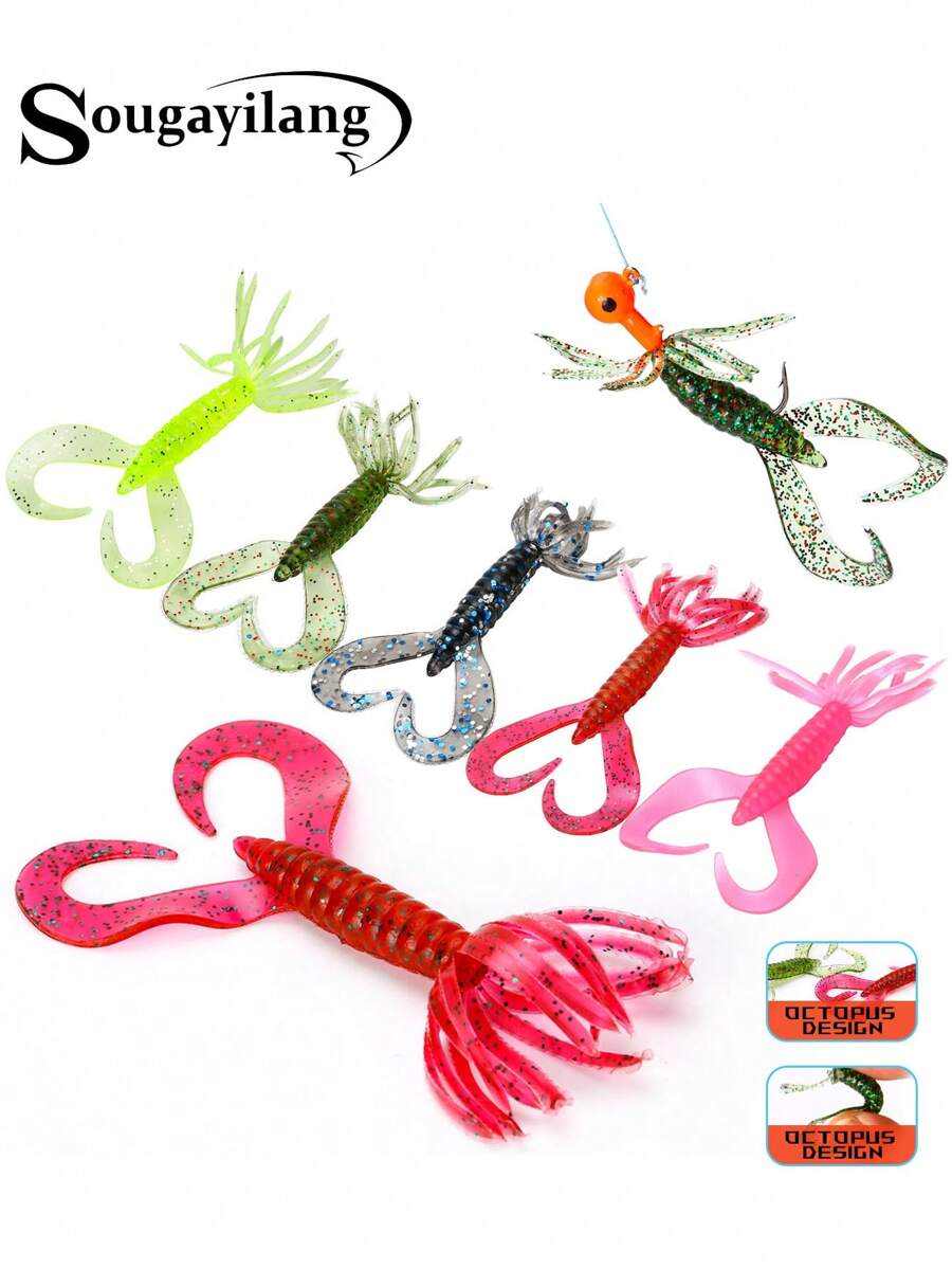 SOUGAYILANG 5 PCS Colorful Squid Soft Lures Pack: 5 Vibrant Shades To Maximize Bite Success - Multicolor - View 1