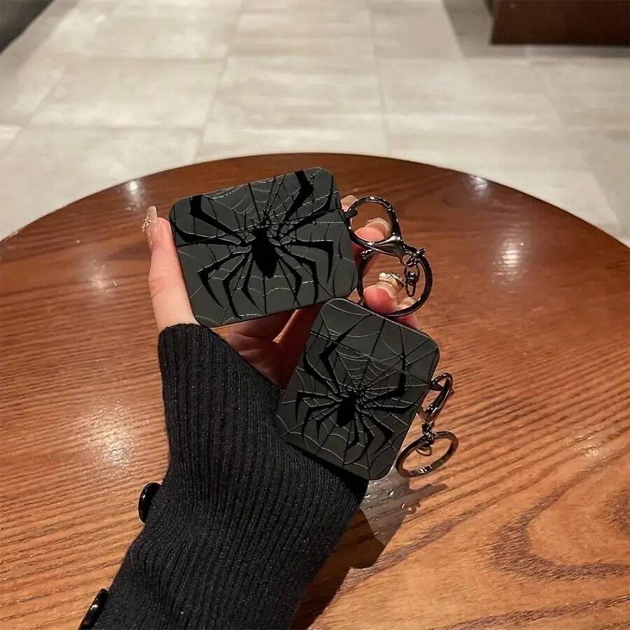 黑色蜘蛛/蝴蝶造型保护套，兼容苹果无线耳机，防刮防摔。 - 124黑蜘蛛 - 查看 1