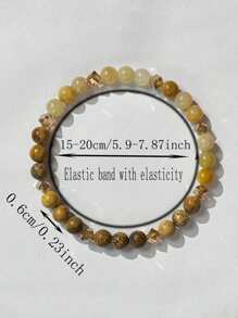 Pulseira de Citrino e Pedra Natural 1Pc/6mm que Promove Abundância e Sucesso, Adequada para Homens e Mulheres