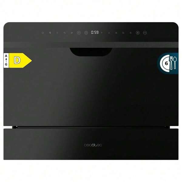 Cecotec Ctec Kompaktgeschirrspüler – teilintegriert – 6 Maßgedecke Bolero Aguazero 2500 S-BI Schwarzglas. 1380 W