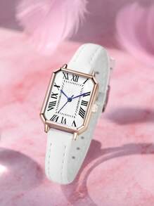 Relógio de quartzo vintage feminino, mostrador quadrado minimalista de alta qualidade, presente de aniversário