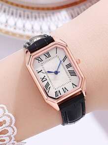 Relógio de quartzo vintage feminino, mostrador quadrado minimalista de alta qualidade, presente de aniversário