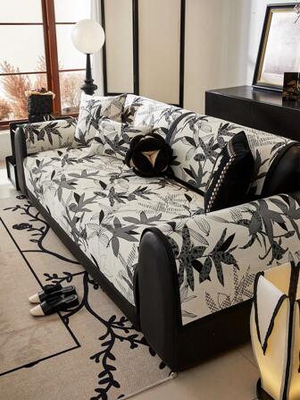 1pc Leaf Chenille Universal Sofa Cover, Anti-Scratch And Anti-Dirty, Suitable For All Seasons