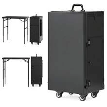 Manicure Trolley With Table, Manicure Table Foldable Traveling Nail Desk With Storage, Worktable And Mirror, Bluetooth Player Cosmetic Case Nail Table - Black-demolition Table - View 3