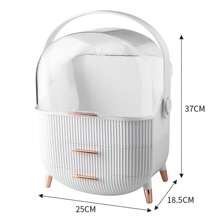 Large Cosmetic Skincare Organiser Tabletop Make-Up Storage Case 2 Drawers Box White Back To School - White - View 3